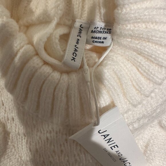 NWT Janie and Jack White Girls Sweater Size 12-18 Months - Picture 2 of 3